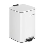 SONGMICS Poubelle de Cuisine, Poubelle 20 L, Poubelle à Pédale en Acier, avec Seau Intérieur, Fermeture Douce et Maintien en Ouverture, Blanc Nuage LTB592W02