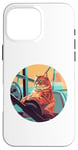 iPhone 16 Pro Max Cute Orange Fitness Cat on Gym Lifting Bench Case