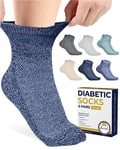 Pembrook Ankle Diabetic Socks for Women & Men | 6 Pairs | Wide Non Binding Socks Quarter Length | Edema Neuropathy Socks, Black, White, Beige, Aqua, Blue, Navy, Large