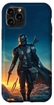 Coque pour iPhone 11 Pro Poster Star Wars : Le Mandalorien et Grogu au coucher du soleil