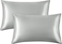 2 Pack Pillowcase, Blissy Satin Pillowcase for Hair and Skin,Grey Pillowcase