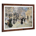 Big Box Art Framed Print of Jean-Francois Raffaelli The Boulevard Design | Wall Art Picture | Home Decor for Kitchen, Living Room, Bedroom, Hallway, Walnut, A2 / 24.5x18 Inch / 62x45cm