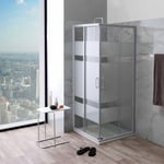 Kiamami Valentina - Cabine De Douche Angulaire 75X75 Crystal Sérigraphié Profilé Blanc Venere