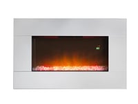 Dimplex Diamantique Optiflame Glass Wall Fire, Silver Mirrored Glass Wall Mounting Electric Fire with Crystal Stone Fuel Bed, Multi-coloured LED Flame Effect, 1.4kW Fan Heater and Remote Control