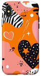 Coque pour iPhone X/XS Orange Minimalist Tropical McBling Esthétique Cœur Étoile