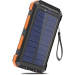 Chargeur solaire 20000mAh avec 2 usb pour une alimentation externe portable sans fil, camping extérieur (orange) -Batterie solaire et éolienne - ZVD