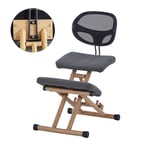 Chaise Ergonomique à Genoux, Tabouret Ergonomique, Tabouret réglable en Hauteur, pour favoriser Une Bonne Posture Améliorer la Posture Assise, avec Un Dossier Respirant, Meilleur Cadeau, Gris