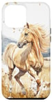 Coque pour iPhone 12 Pro Max Aquarelle Running Palamino Horse in Meadow