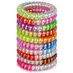 JessLab Spiral Hair Ties, 10 Pcs Traceless Phone Cord Hair Ties Spiral Bracelet Plastic Coil Hair Ties Ponytail Holders No-Damage Hair Accessory for Girls Women Ladies, Color Assorted, Set 3