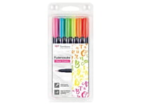 Tombow Brush Penna Fudenosuke Hårda Neonfärger (6 St.)