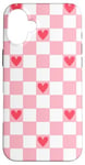 Coque pour iPhone 16 Plus Pink and Red Heart Checkered Checkerboard Valentines Day