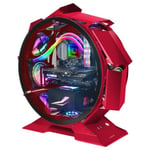 Mars Gaming MCORB Rouge, Boîtier PC Gaming Micro-ATX XL, Design Circulaire Custom, Double Vitrage Trempé