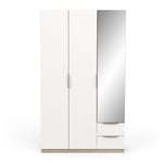 Armoire 3 portes 2 tiroirs 1 miroir L119 cm THIBAULT / GHOST chene kronberg/blanc mat Taille unique