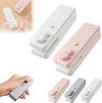 Mini Bag Sealer, 2024 Upgrade Handheld Heat Vacuum Sealer 2 in 1 Pussin tiivistysaine ja leikkuri Magneettinen USB-ladattava Minisuljinkone Kuumasaumaustyökalu muovipusseille Välipalapussit Valkoinen+Pink 2 Pack