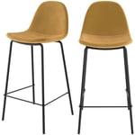 Rendez-vous Déco - Chaise pour îlot central 65 cm en velours jaune (lot de 2) - henrik