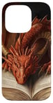 iPhone 14 Pro Aesthetic Gothic Red Dragon Reading Book Painting Bookish Case