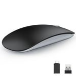 Uiosmuph U58 Souris sans Fil Rechargeable, 2.4G silencieuse Wireless Mouse Ultra Portable Souris Optique avec récepteur USB Nano et de Type C pour PC/Tablette/Ordinateur Portable (Sable Noir)