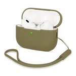 AOTUAO Coque Compatible avec Airpods Pro 2, Housse Étui Protection en Silicone AirPods Pro 2 Case Cover pour AirPods Pro 2ᵉ génération, Étui AirPods Pro 2 2022 avec Silicone Lanyard, Army Green