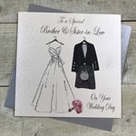 White Cotton Cards Code PS17 to A Special Brother & Sister-in-Law on Your Wedding Day Carte de vœux de Mariage Faite Main