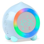 Ayybboo Alarm Clock for Kids Digital Sunrise Simulator Alarm Clock Bedside Mains Powered for Girls Boys Bedroom LED Silent Alarm Clock (Blue)