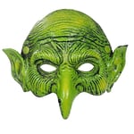 Old Witch Mask Halloween Masquerade Pu Foam Mask Scary Green Half Face Eagle Nose Noitanaamio Cosplay-asulle