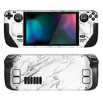 PlayVital Kit d'Autocollants de Protection pour Steam Deck OLED & LCD Console,Stickers Skin Vinyl pour Steam Deck LCD Console-Marbre Blanc Moderne