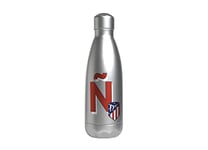 Atletico de Madrid - Bouteille d'eau en acier inoxydable, fermeture hermétique, lettre Ñ en rouge, 550 ml, couleur métallisée, produit officiel (CyP Brands)