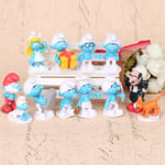 Set med 12 Smurfar Actionfigurer Barn present samlardockor