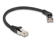 Delock - Patch-Kabel - Rj-45 (Hane) Högervinklad Till Rj-45 (Hane) Rak - 25 Cm - 6 Mm - S/Ftp - Cat 6A - Halogenfri, Stiftkoppling: 1:1, Upp Till 10 Gbps Dataöverföringshastighet, Hakfri - Svart