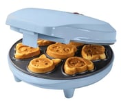 Bestron Appareil à mini cookies avec motifs d'animaux, Moule à mini gaufres, avec témoin de cuisson & revêtement anti-adhésif, 700 Watts, Couleur: Bleu