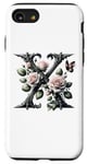 Coque pour iPhone SE (2020) / 7 / 8 Letter X Initial Floral Monogram Rose Pink Flower Butterfly