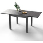 Devoko - Table de jardin escamotable panneau massif en aluminium, 80-160x 80 x 75 cm gris foncé - gris foncé