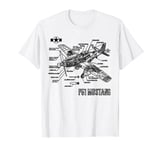 World War 2 American P51 Mustang Fighter Plane Blueprint T-Shirt