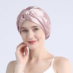 (ilmainen sizelotus pink) 100 Mulberry Silk Turban Bonnets naisille Twisted Sleeping Night Cap 19 Momme Pure Silk Hair Wrap Lippis kiharaisille naisille