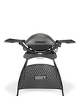 Weber Q2400 Barbecue électrique avec support + tablettes latérales, surface de cuisson 54 x 39 cm, grille en fonte émaillée (2 parties), couvercle et cuve en fonte d'aluminium - Gris foncé (55020853)