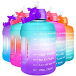 BuildLife Motivational Water Bottle 2.2L - Large Capacity Water Jug with Straw & Time Marker & BPA Free Ensure Enough Water-Drinking Throughout The Day (Green-Purple, 2.2L)