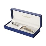 Waterman Expert Fountain Pen | Stainless Steel with 23k Gold Trim | Fine Nib | Gift Box