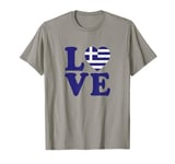 I Love Greece, Greek People/Tourist, Heart-Shaped Greek Flag T-Shirt