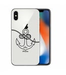 Coque Iphone X XS ancre noir transparente