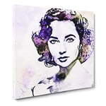 Elizabeth Taylor in Abstract Modern Canvas Wall Art Print Ready to Hang, Framed Picture for Living Room Bedroom Home Office Décor, 20x20 Inch (50x50 cm)