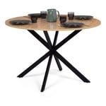 Table à manger ronde alix 4-6 personnes pied araignée bois et noir 110 cm