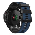 Garmin Fenix 7X / Fenix 6X - Silikone rem 26mm - Mørkeblå/Sort