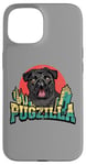 Coque pour iPhone 15 Retro Pug Pugzilla Funny Dog Lover Japanese Movie Poster