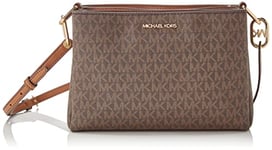 Michael Kors Trisha Sac à bandoulière triple compartiment en cuir Taille M, marron, Medium