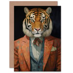 Tiger Who Went to Tea Suit for Husband Him Dad Son Birthday Blank Greeting Card