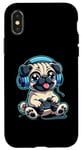 Coque pour iPhone X/XS Jeu vidéo amusant pour chien carlin