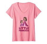 Womens Funny LITTLE PRINCESS Queen Mom & Mini Me Mother-Daughter V-Neck T-Shirt