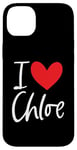 Coque pour iPhone 14 Plus Cœur personnalisé avec inscription « I Love Chloe »