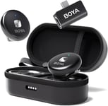 Boya OMIC USB C Wireless Microphone for Android, 18H Battery Life, Dual Clip on