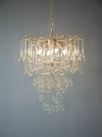 Laura Ashley Willlow Crystal Chandelier Ceiling Pendant Light, Champagne